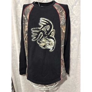 Nice Legendary Whitetails Heavy Long Sleeve Men large Black Crewneck Buck Camo S
